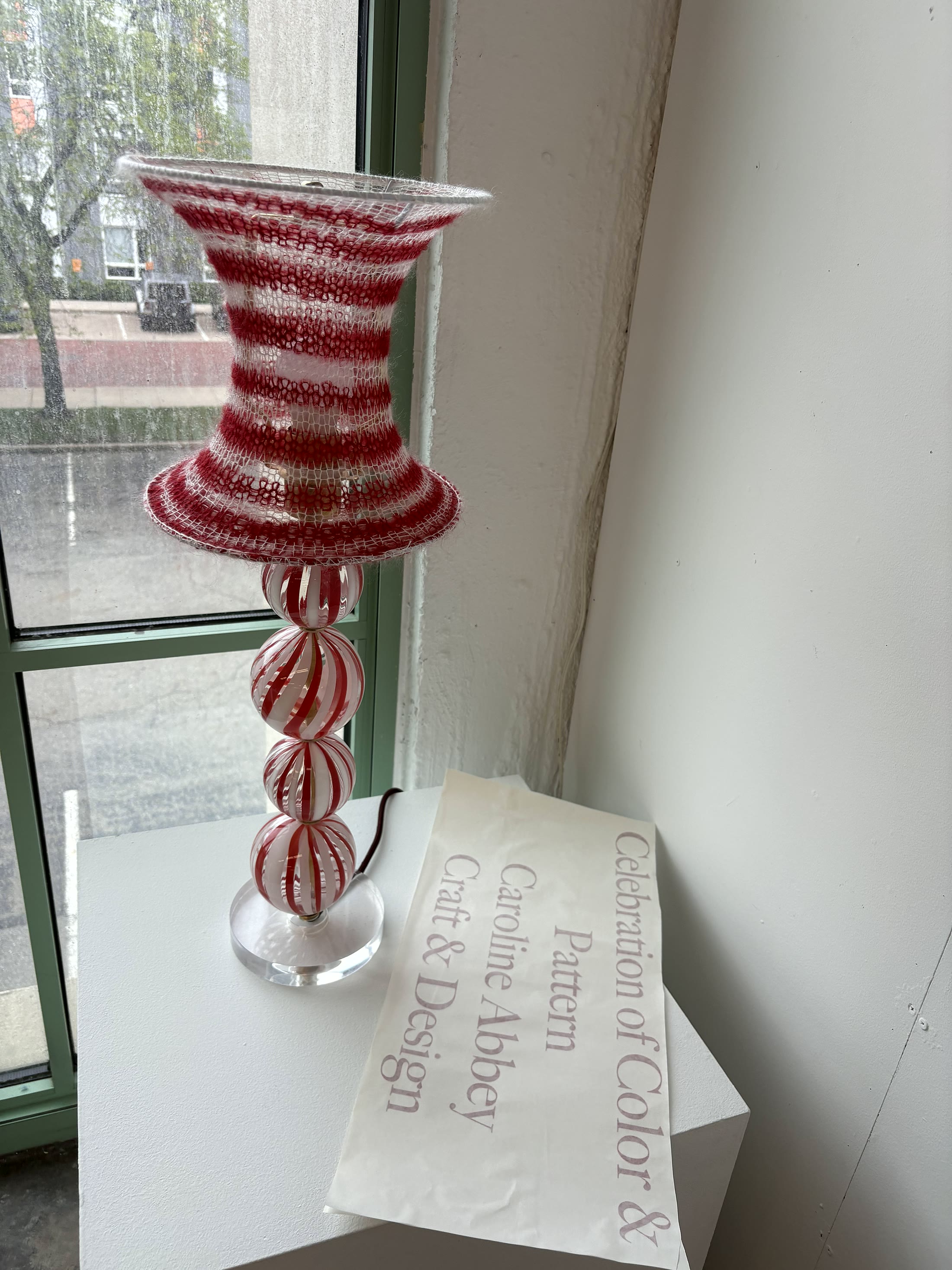 Red striped glass form that can inform custom illuminated objects